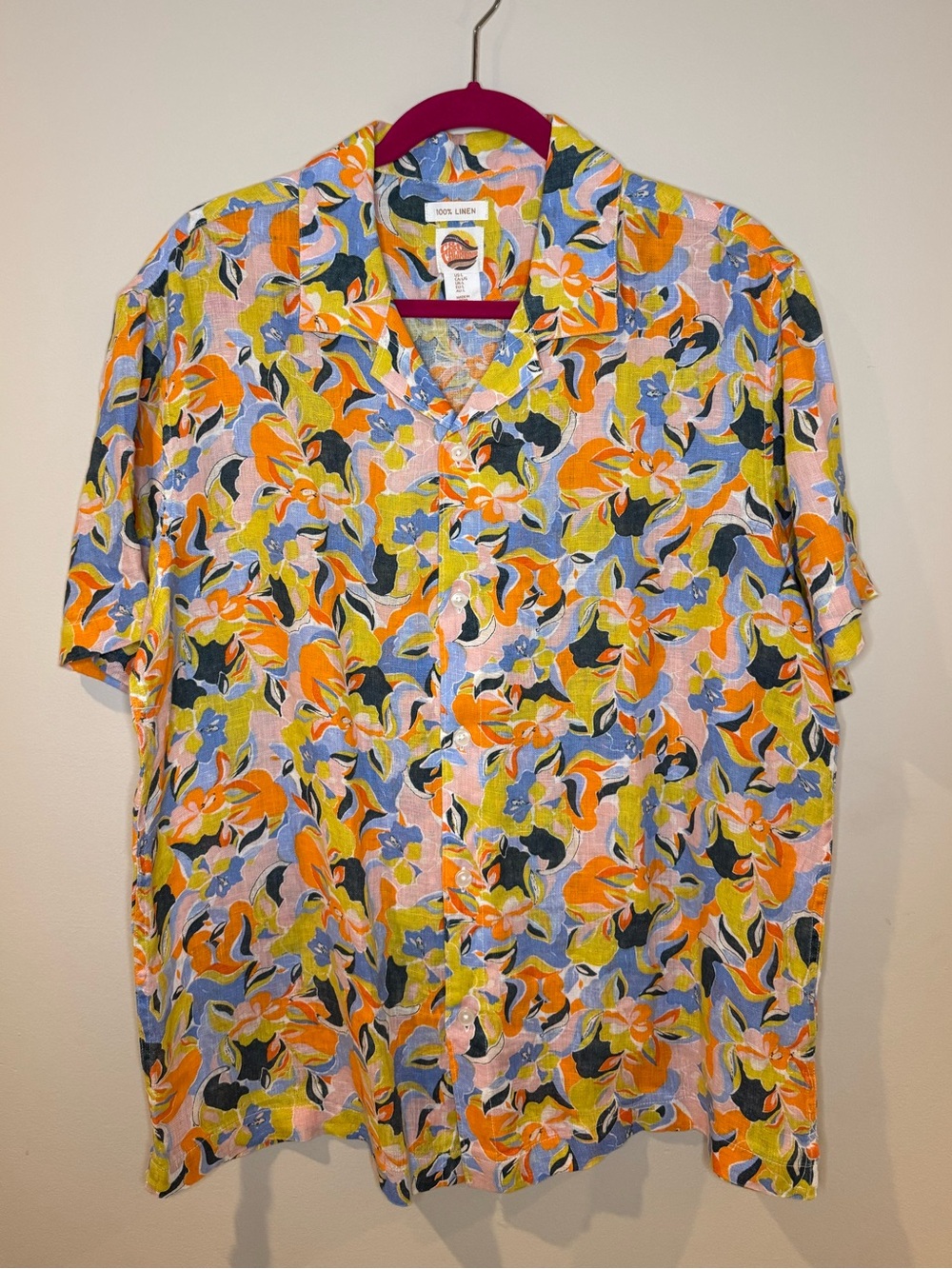 C&C California Men's Floral Short-Sleeve 100% Linen Shirt